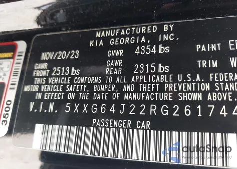 2024 Kia K5 Gt-Line from USA, damaged, VIN 5XXG64J22RG261744